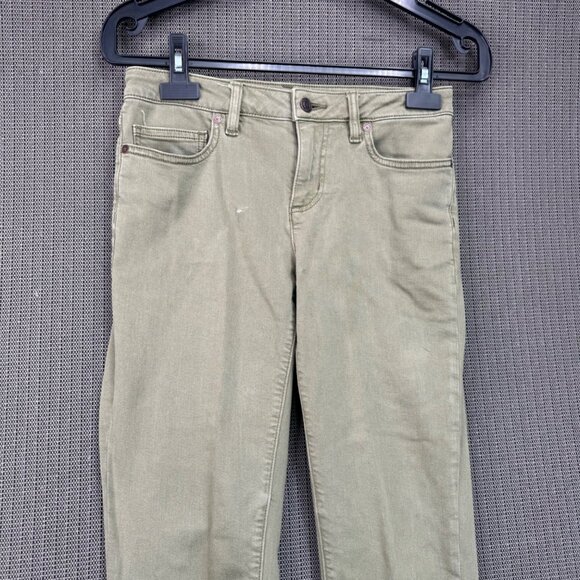 Lands End Womens Mid Rise Straight Leg Jeans Size 2P Khaki - Picture 7 of 13